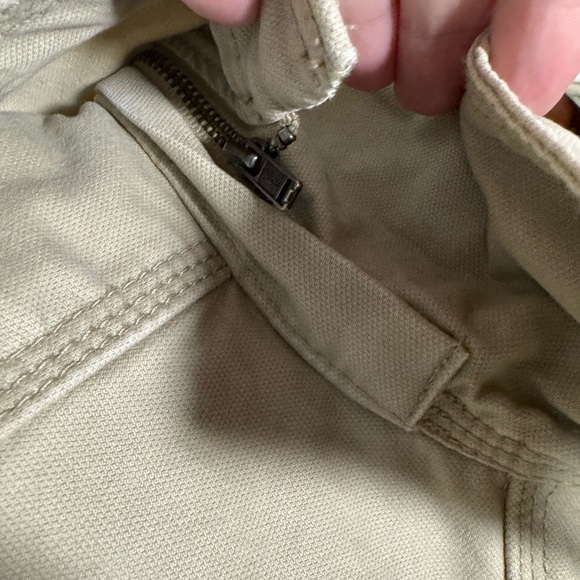 GAP Vintage Y2K Khaki Trench Coat Carmel Tan Button Zipper Combo Womens Small - Picture 8 of 9